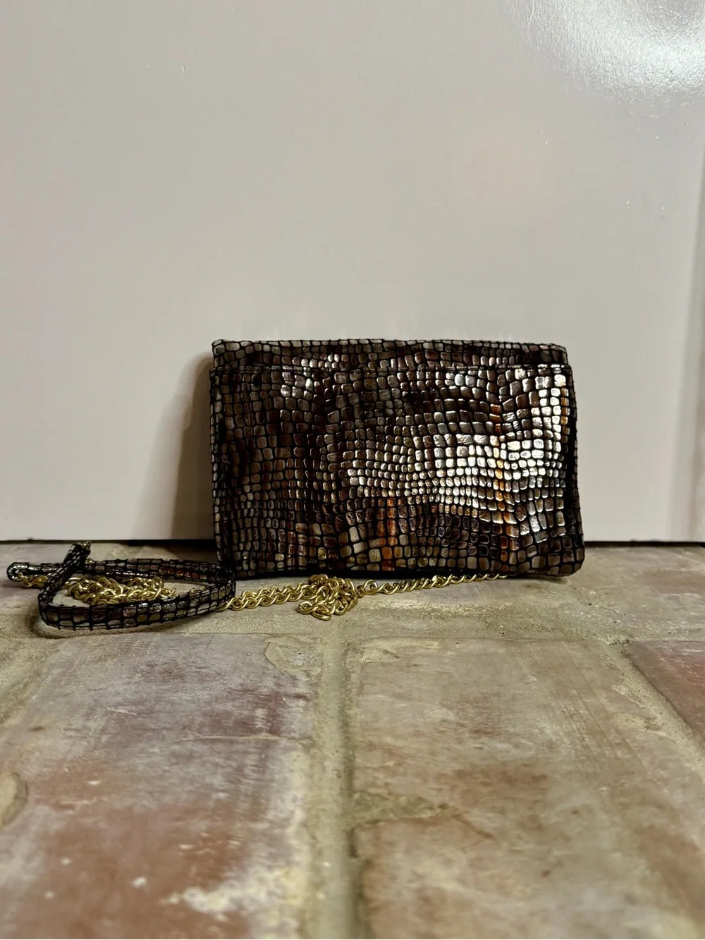HOBO “Daria” Metallic Snake Print Leather Crossbody/Wristlet Convertible